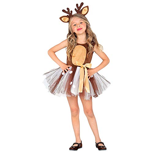 WIDMANN 01365-Kinderkostüm Rentier 01365 – Disfraz infantil de reno con falda de tul, diadema, tutú, sombrero, tiara, ciervo, Navidad, carnaval, fiesta temática, multicolor (10365)