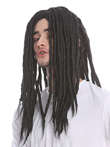 WIG ME UP- 91587-ZA103 Peluca Mujer Hombre Carnaval Halloween rastas voluminosas Rasta Rastafari Surfista Negro