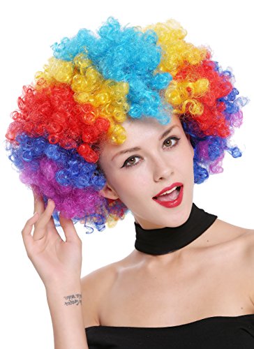 WIG ME UP- PW0011 Peluca Afro Gigantesca XXL Carnaval Halloween, Colores del Arco Iris, años 70 Hippie, Disco, Payaso bufón