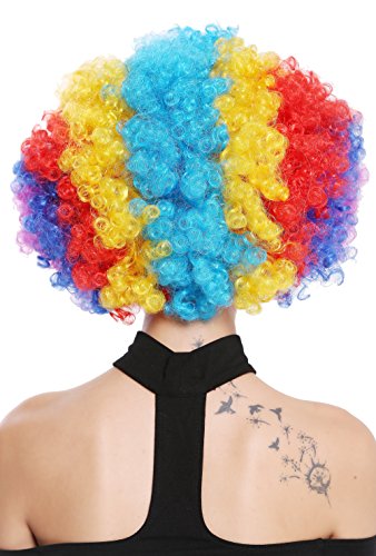 WIG ME UP- PW0011 Peluca Afro Gigantesca XXL Carnaval Halloween, Colores del Arco Iris, años 70 Hippie, Disco, Payaso bufón