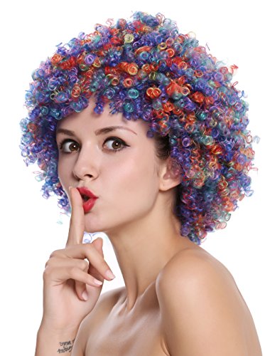 WIG ME UP- SZL-001-colorful Peluca de Mujer Hombre Payaso Peluca de Payaso Afro rizos Halloween Carnaval Multicolor