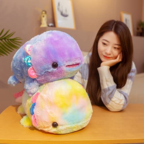 WIIBST Arco iris Axolotl peluche animal – 40 cm algodón Plushies muñeca suave manta almohada para la decoración del hogar del coche Plushies peluche suave cojín lumbar trasero gran regalo para niños