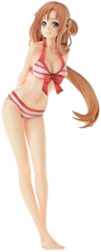 WIJJZY 25CM Sword Art Online Kirito Yuki Asuna Traje de baño Agua con Ver. Asuna Escultura en Caja Modelo de Regalo Regalo de cumpleaños Colección de estatuas Decoración