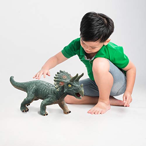 Wild Predators - Triceratops Foam, Blanditos con Sonido, Figuras Dinosaurios Juguetes Niños 3 años o más, Dinosaurio Gigante Juguete, Verde, 3 Años O Más