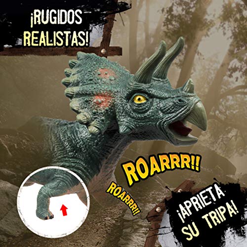 Wild Predators - Triceratops Foam, Blanditos con Sonido, Figuras Dinosaurios Juguetes Niños 3 años o más, Dinosaurio Gigante Juguete, Verde, 3 Años O Más