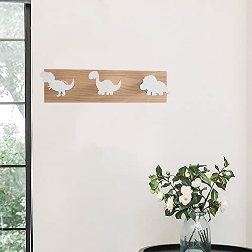 wivarra Colgador de Puerta de Madera para NiñOs, Dinosaurio, Montado en la Pared, para DecoracióN de la Sala de Juegos del Dormitorio de los NiñOs, Color Negro