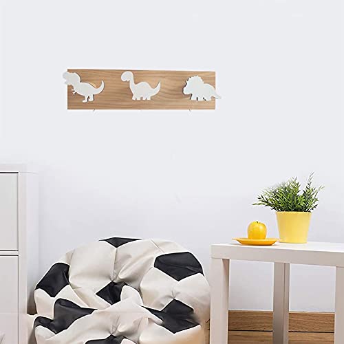 wivarra Colgador de Puerta de Madera para NiñOs, Dinosaurio, Montado en la Pared, para DecoracióN de la Sala de Juegos del Dormitorio de los NiñOs, Color Negro