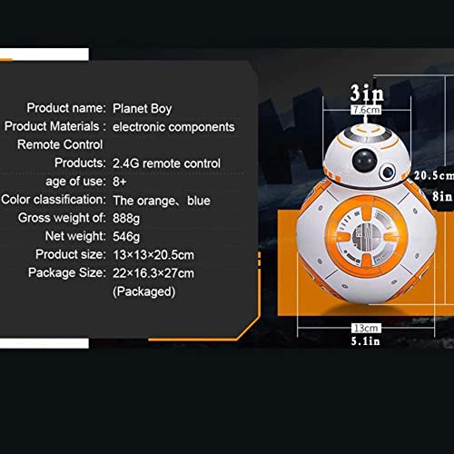 WJWA Figuras De Acción De Star Wars para Niños RC BB8 Robot, Robot De Control Remoto, Iluminación De Música, Force Awakens Star Wars Minifigure