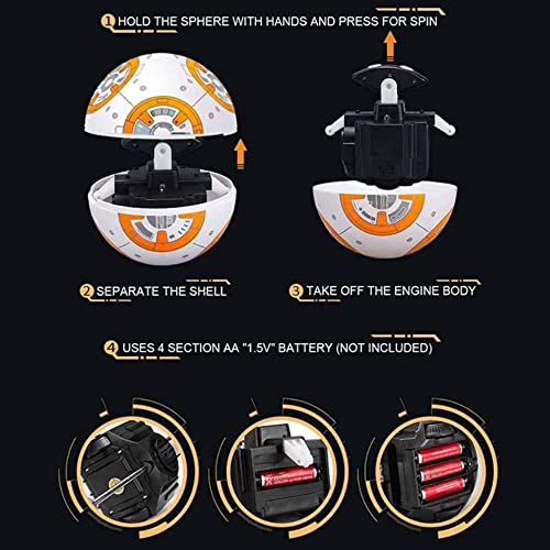 WJWA Robot De Control Remoto Inteligente BB 8 Figura De Anime De Star Wars BB-8, RC Juguetes con Música Sonido Figura De Acción