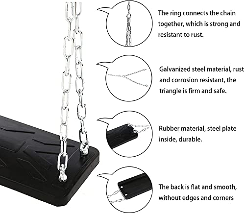 WLGQ Asiento de Columpio de Goma Reforzado de Alta Resistencia, Columpio para niños Adultos de jardín al Aire Libre con Cadena de 1,8 m, Carga máxima 200 kg, Tablero de Goma de 44x17 cm