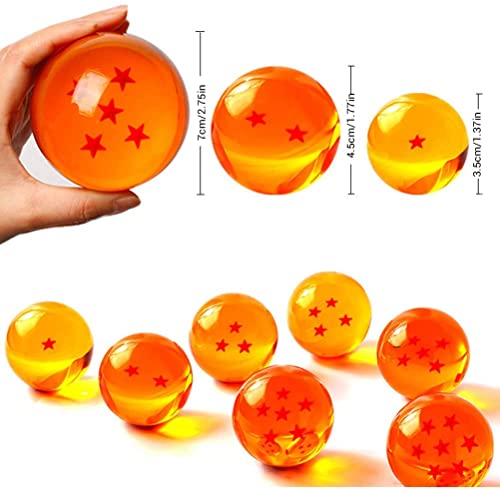 WLKY Juego de 7 bolas de dragón de cristal, bolas de cristal acrílico, bolas decorativas para el hogar, Anime 7 estrellas Dragonball Anime Cosplay, colección de adornos (7,5 cm, 7 unidades)