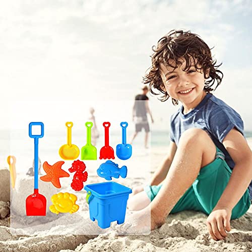 WLQWER 11pcs Playa Juguetes para niños, Juguetes de Arena El Juego Incluye cubeta, regadera, Pala, rastrillo, moldes de Animales, Garras de Cucharada, niños pequeños y niñas