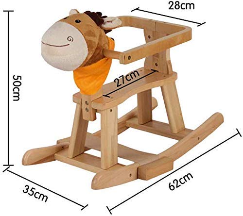 WOHAO Sofá de los niños Mecedora Lostgaming Cojín de Madera Caballo de Madera Maciza de la música del Juguete del bebé Silla de oscilación de la barandilla Desmontable del Caballo Shake niños