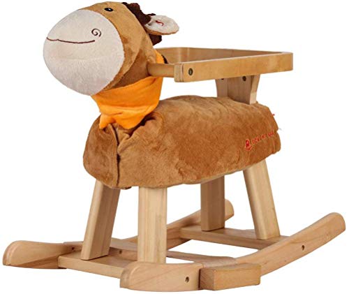 WOHAO Sofá de los niños Mecedora Lostgaming Cojín de Madera Caballo de Madera Maciza de la música del Juguete del bebé Silla de oscilación de la barandilla Desmontable del Caballo Shake niños