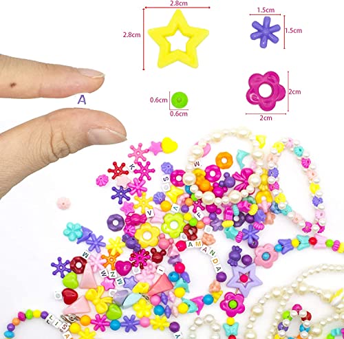 WONDERFORU Juego de manualidades de perlas para enhebrar para niños, joyas, cordones, pulseras de la amistad, para niños y niñas