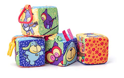 Woodyland 1068700020 Primeros Cubos Textiles Niny, Azul Bebé