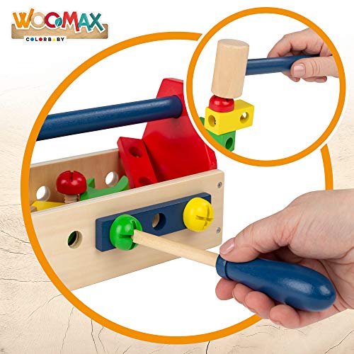 WOOMAX- Caja de herramientas de madera (Colorbaby 42751) , color/modelo surtido