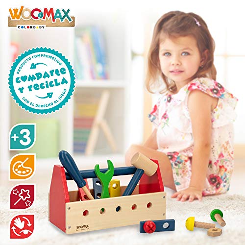 WOOMAX- Caja de herramientas de madera (Colorbaby 42751) , color/modelo surtido