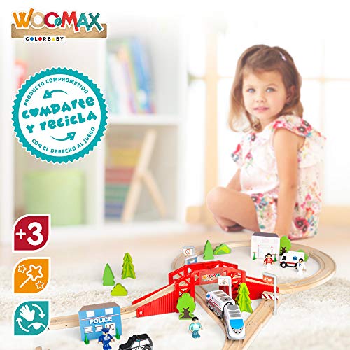 WOOMAX - Circuito tren de madera 50 piezas WOOMAX (46444)