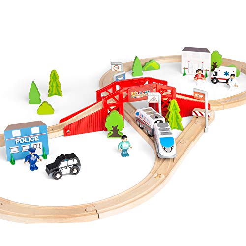 WOOMAX - Circuito tren de madera 50 piezas WOOMAX (46444)