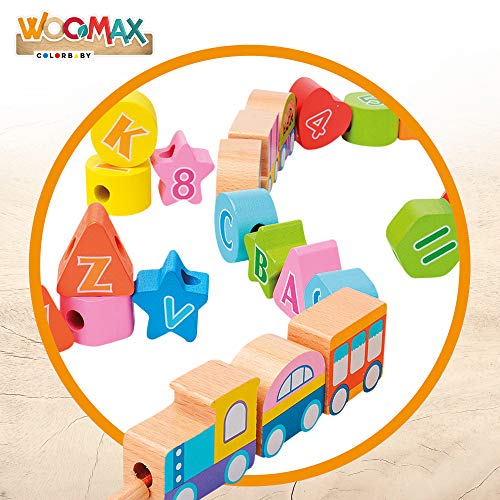 WOOMAX - Juego de arrastre en madera tren 35 piezas woomax (46440)