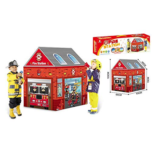 WooMax Tienda de campaña para niños, bomberos, policías, diseño de camión de bomberos, juguete fácil de plegar, para niños, regalo rojo