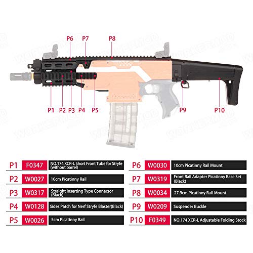 WORKER Micro Combo F10555 XCR-L - Juego de 10 accesorios para pistola Nerf N-Strike Stryfe Blaster