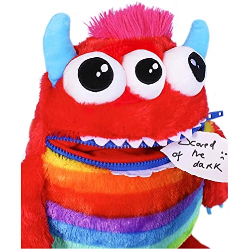 Worry Yummy Juguete suave de monstruo para niños, tamaño grande, 38 cm, juguete suave para niños y niñas, ansiedad, estrés y miedo, compañero de sueño, color rojo