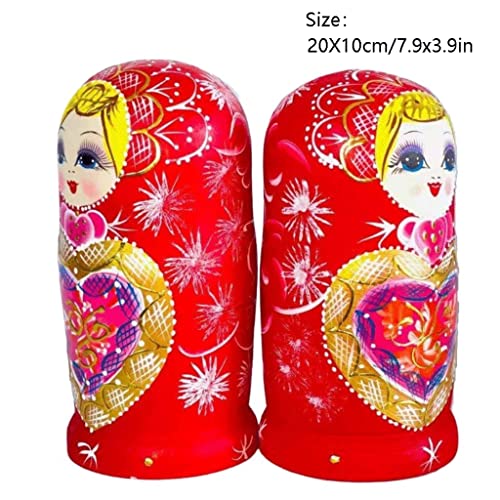 WSKL Matryoshka Rusa Tradicional de 10 Piezas, muñecas de anidación ecológicas pintadas a Mano, decoración Artesanal de Madera para el hogar