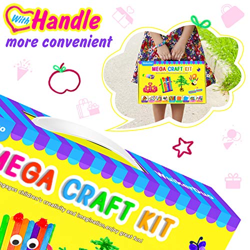 WuikerDuo Kit Manualidades niños, juegos de materiales creativos coloridos que incluyen pegamento con purpurina, pompones, limpiadores de tuberías, palillos de paletas