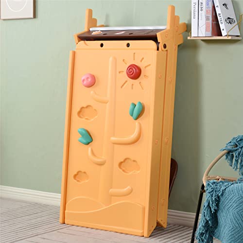 WZFANJIJ Triángulo de Escalada Plegable, 4 en 1 Tienda de Juegos para niños Hideaway con Caballete de Arte, Taburete para niños pequeños 1 3 5 años, Triángulo de Escalada Túnel de Arrastre,Yellow