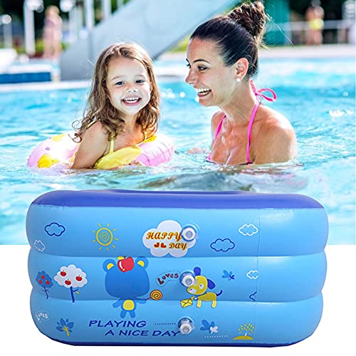 XIAOFEI Inflable Piscinas para Niños with Air Pump, Hinchable Rectangular Piscina Familiar, Niños Piscina PVC Duradera, Adecuada para Niños para Verano Exterior Juego, 31 * 47 * 17.7in