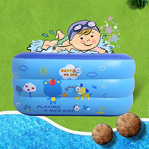 XIAOFEI Inflable Piscinas para Niños with Air Pump, Hinchable Rectangular Piscina Familiar, Niños Piscina PVC Duradera, Adecuada para Niños para Verano Exterior Juego, 31 * 47 * 17.7in