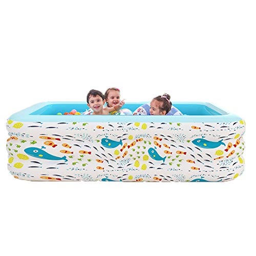 XIAOFEI Piscinas Familiares Inflable con Bombas de Aire, Piscina Hinchable Rectangular para Niños, Inflable Automático Inalámbrico, Piscina Duradera en el Patio Trasero, Fiesta Acuática de Verano