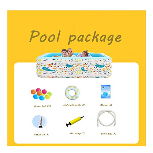 XIAOFEI Piscinas Familiares Inflable con Bombas de Aire, Piscina Hinchable Rectangular para Niños, Inflable Automático Inalámbrico, Piscina Duradera en el Patio Trasero, Fiesta Acuática de Verano