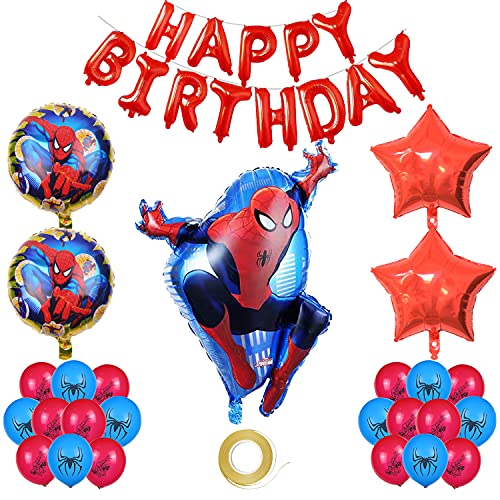 Xingsky Cumpleaños Spiderman Globos, Temáticos de Spiderman Globos de Latex, Temáticos de Spiderman Globos de Latex, Spiderman Decoracion de Fiesta, Globo para Niños Decoraciones de Fiesta