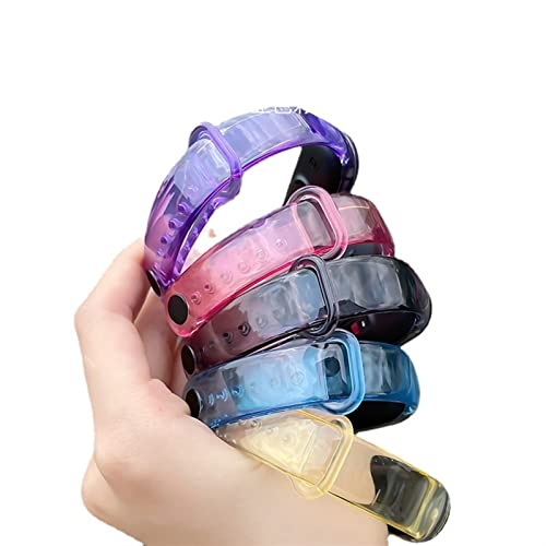 XIYY Pulseras De Silicona Premium para Xmi Mi Band 6 5 4 3 Mi 3/4 Mi 5/6 Fashion Transparent Light Color Changing Wristband (Band Color : 2, Size : Mi 5 6)