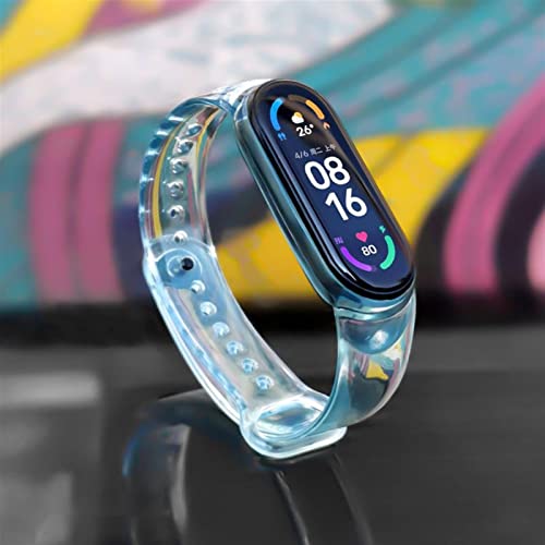 XIYY Pulseras De Silicona Premium para Xmi Mi Band 6 5 4 3 Mi 3/4 Mi 5/6 Fashion Transparent Light Color Changing Wristband (Band Color : 2, Size : Mi 5 6)