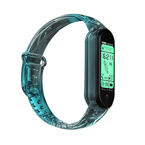 XIYY Pulseras De Silicona Premium para Xmi Mi Band 6 5 4 3 Mi 3/4 Mi 5/6 Fashion Transparent Light Color Changing Wristband (Band Color : 2, Size : Mi 5 6)