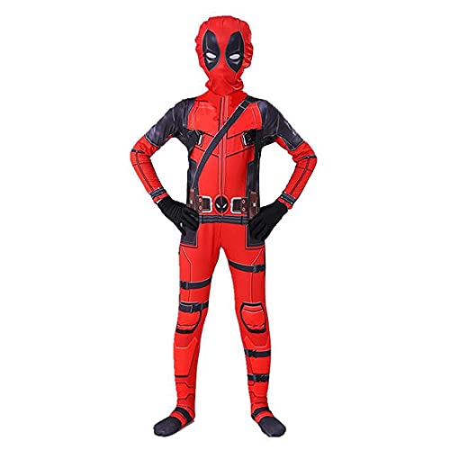 XNheadPS Kids Deadpool Body Supero Superhero Mono Mascarilla Halloween Cosplay Disfraces Niños Performance Zentai 3D Mallas Impresas Onesies,Deadpool - Kids~XL (135~145cm)