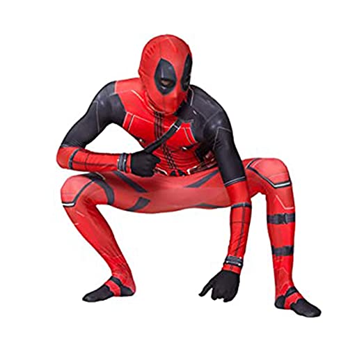 XNheadPS Kids Deadpool Body Supero Superhero Mono Mascarilla Halloween Cosplay Disfraces Niños Performance Zentai 3D Mallas Impresas Onesies,Deadpool - Kids~XL (135~145cm)