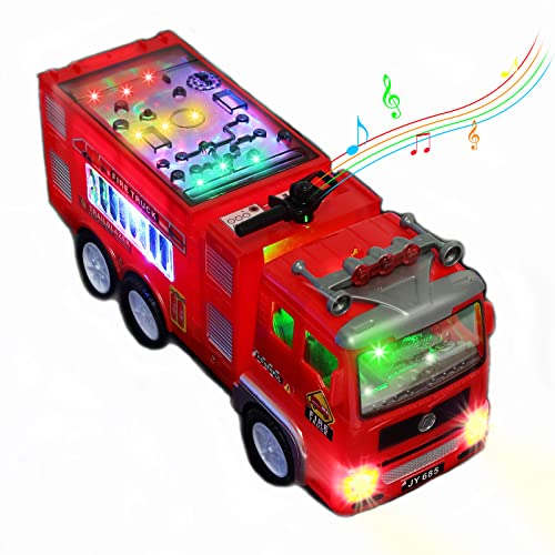 Xruison Camión de Bomberos Eléctrico Juguete, Grande Coche de Bomberos Vehiculo con 4D LED Luz y Sonidos, Temprana Educación Autos Juguete Regalos para Niños Chico Muchachas 3 4 5 6