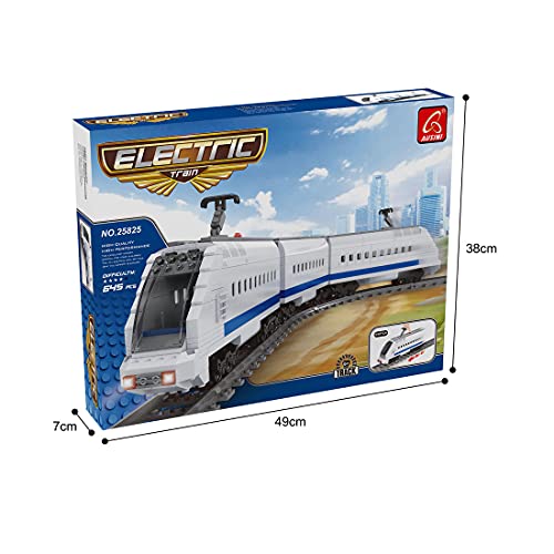 xSuper Technic - Bloques de construcción de tren eléctrico con carriles, tren creativo de alta velocidad compatible con Lego Technic, 606 piezas