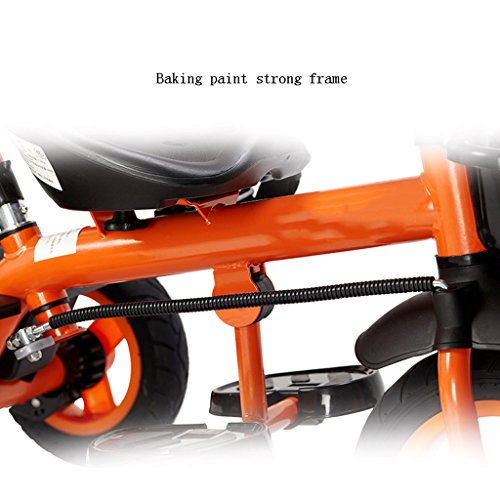 XXW Cochecito De Bebé Triciclo para niños 18 Meses-6 años de Edad Push Ride Pedal Infantil de Doble Uso Trike Bike Empuñadura Desmontable Empuñadura Baby Carro (Color : Orange)