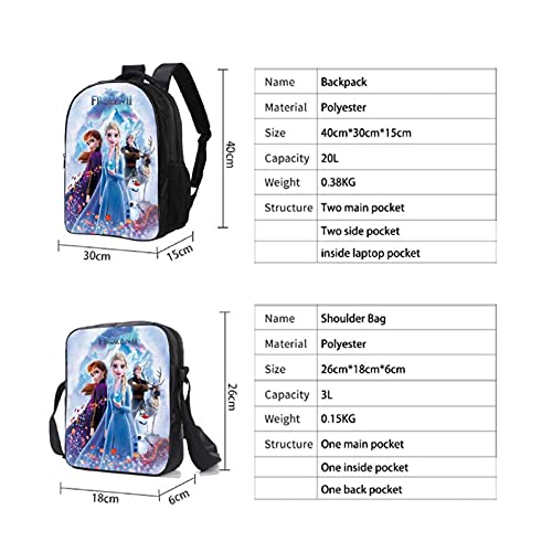 XYBB Mochila infantil Mochila de marca para Frozen Anna Mochila escolar Mochila de moda Mochila escolar para niños 3 piezas set style13