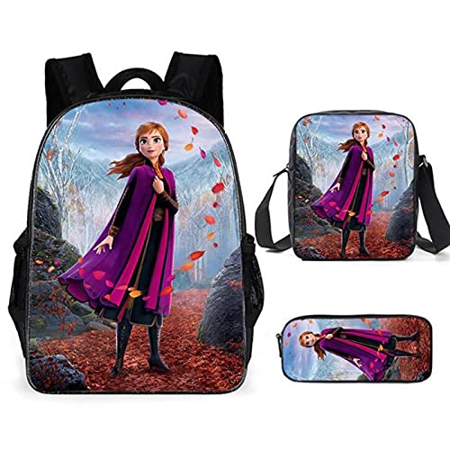 XYBB Mochila infantil Mochila de marca para Frozen Anna Mochila escolar Mochila de moda Mochila escolar para niños 3 piezas set style13