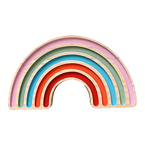 Xzbnwuviei Bloques de arco iris de madera Montessori Juguete educativo estilo nórdico hecho a mano bebé niños decoración de la habitación