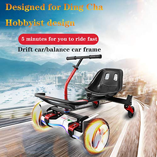 YAHAO Hoverkart Silla para Hoverboard Electrico Hover Kart Ajustable para Patinete Eléctrico Asiento Kart Adaptarse A 6.5 8 10 Pulgadas Hoverboard Go Kart con Asiento para Niños Y Adulto,Red