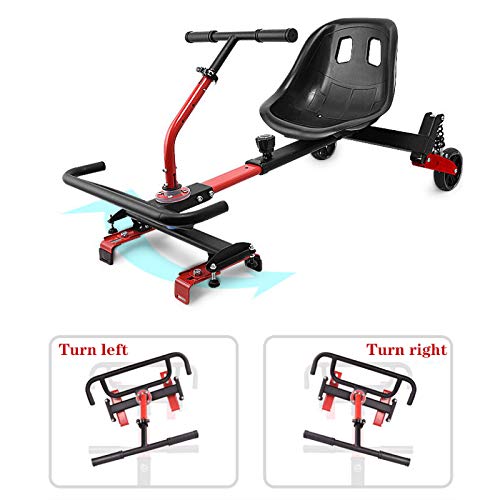 YAHAO Hoverkart Silla para Hoverboard Electrico Hover Kart Ajustable para Patinete Eléctrico Asiento Kart Adaptarse A 6.5 8 10 Pulgadas Hoverboard Go Kart con Asiento para Niños Y Adulto,Red