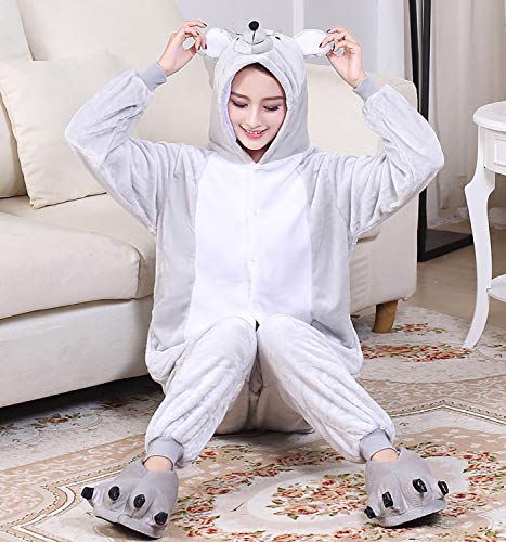 YAOMEI Adulto Unisexo Onesies Kigurumi Pijamas, Mujer Hombres Traje Disfraz Animal Pyjamas, Ropa de Dormir Halloween Cosplay Navidad Animales de Vestuario (Ratón, M)